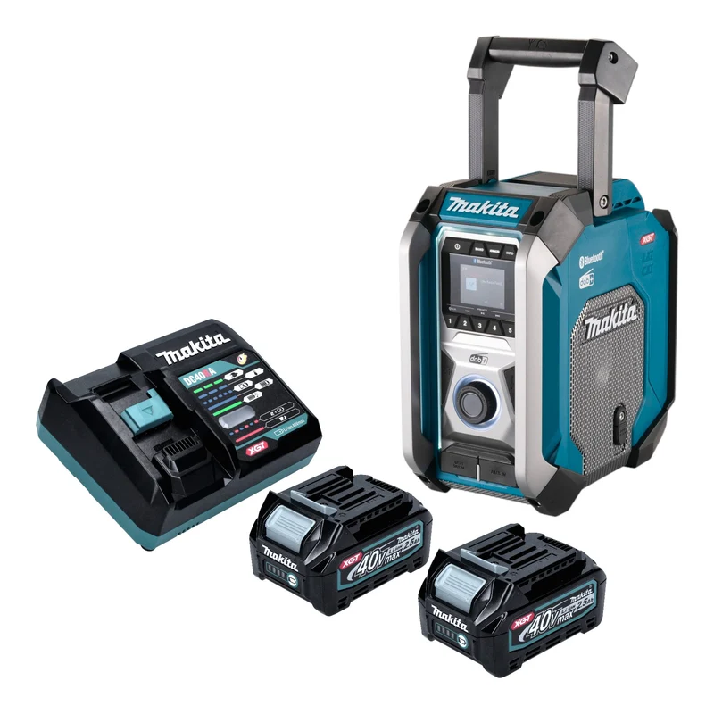 Makita MR 007 GD201 Radio de chantier sans fil 12 - 40 V max. Bluetooth DAB+ USB + 2x batterie 2,5 Ah + chargeur