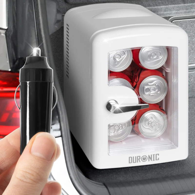 Duronic MFW4 WE Mini réfrigérateur 42W 4 litres Jusqu’à 6 cannettes Glacière pour snacks boisson lait maternel cosmétique médicament Maintien au chaud Bureau chambre voiture camping bateau