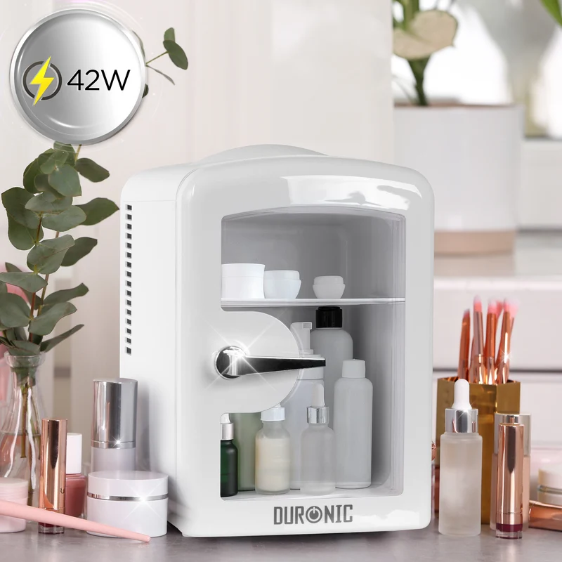Duronic MFW4 WE Mini réfrigérateur 42W 4 litres Jusqu’à 6 cannettes Glacière pour snacks boisson lait maternel cosmétique médicament Maintien au chaud Bureau chambre voiture camping bateau