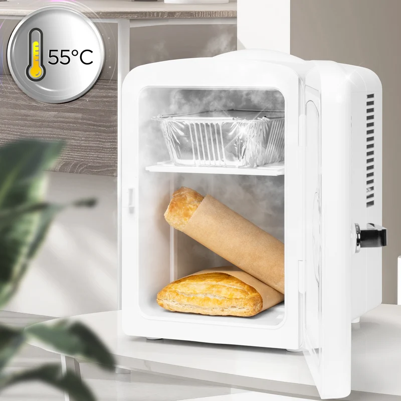 Duronic MFW4 WE Mini réfrigérateur 42W 4 litres Jusqu’à 6 cannettes Glacière pour snacks boisson lait maternel cosmétique médicament Maintien au chaud Bureau chambre voiture camping bateau