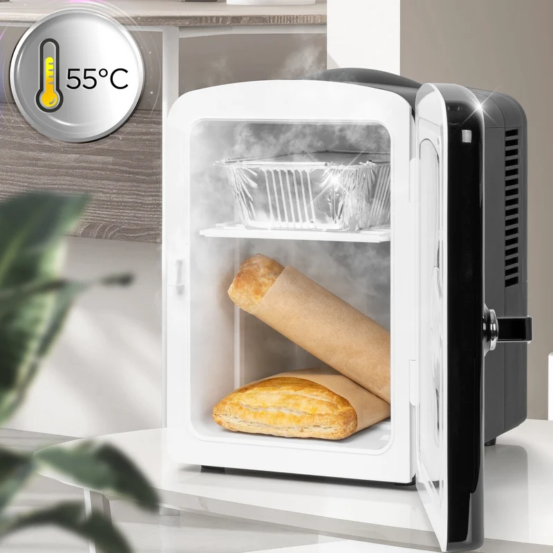 Duronic MFW4 BK Mini réfrigérateur 42W 4 litres Jusqu’à 6 cannettes Glacière pour snacks boisson lait maternel cosmétique médicament Maintien au chaud Bureau chambre voiture camping bateau