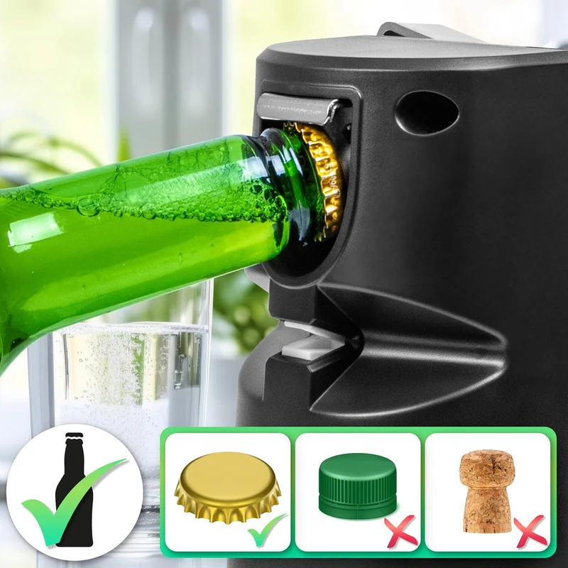Duronic CO60 Ouvre-boîte électrique 50W Ouvre boîtes de conserve automatique Aiguiseur de couteaux Décapsuleur pour bouteille Permet de retirer les capsules des bouteilles et cannettes