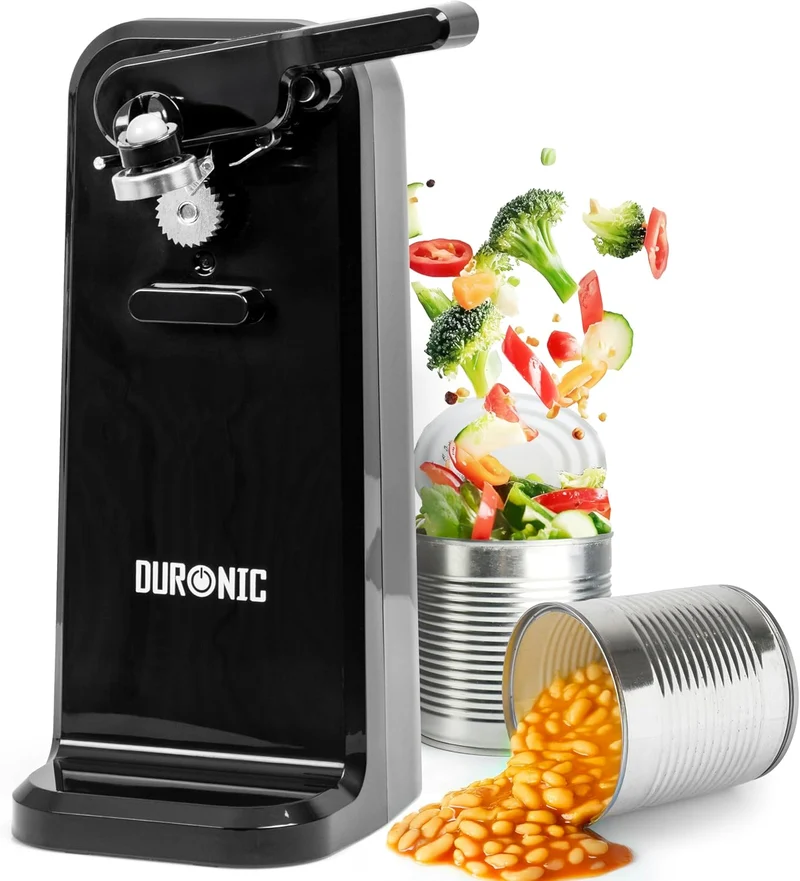 Duronic CO40 BK Ouvre-boîte électrique 50W Ouvre boîtes de conserve automatique Aiguiseur de couteaux Décapsuleur pour bouteille Permet de retirer les capsules des bouteilles et cannettes