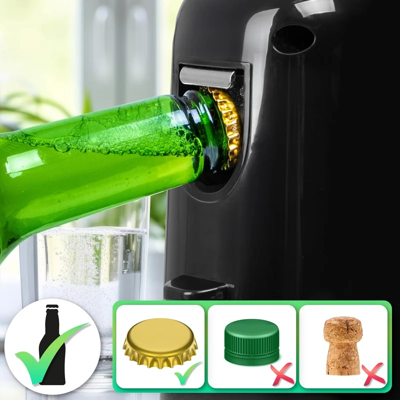 Duronic CO40 BK Ouvre-boîte électrique 50W Ouvre boîtes de conserve automatique Aiguiseur de couteaux Décapsuleur pour bouteille Permet de retirer les capsules des bouteilles et cannettes
