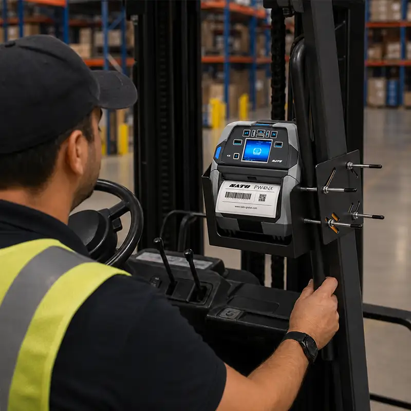 Support de chariot élévateur en métal pour imprimantes mobiles SATO | Agoz