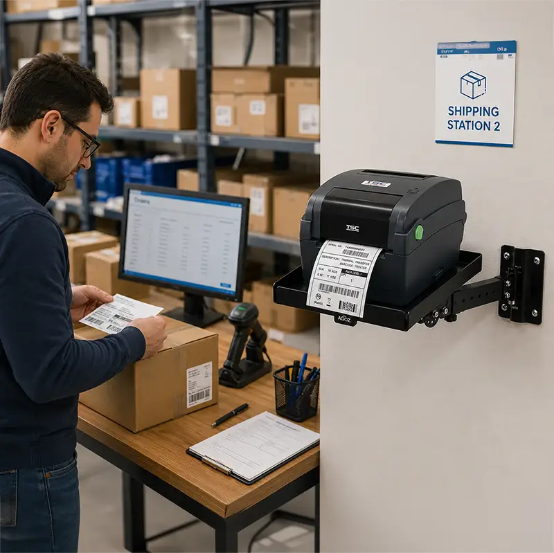 Étagère murale industrielle pour imprimantes d'étiquettes de bureau TSC