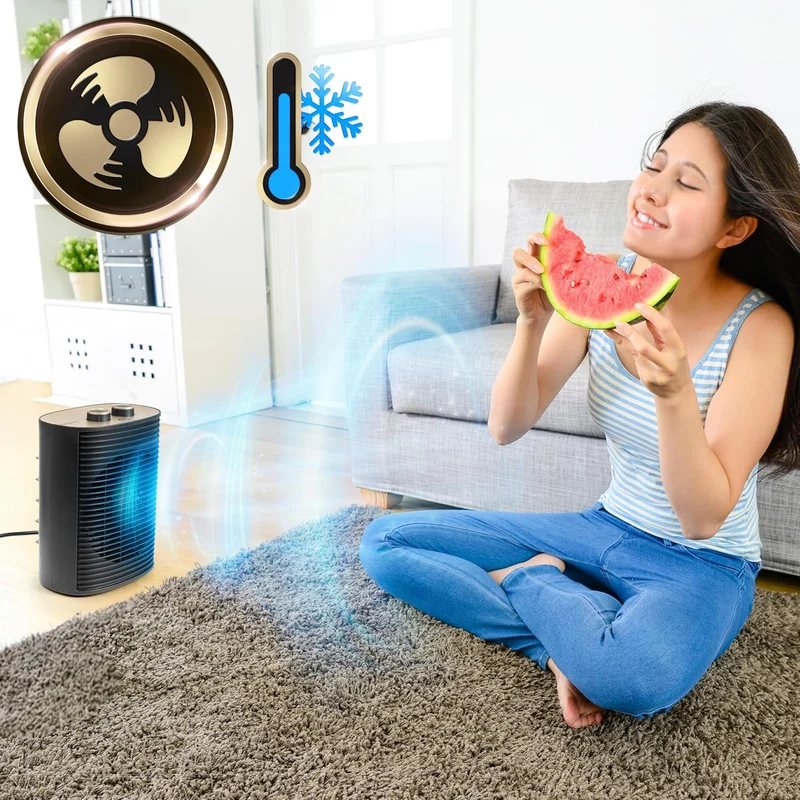 Duronic HV32 BK Radiateur soufflant électrique 2000W Thermostate réglable avec Mode éco Mode turbo Sécurité antibasculement avec arrêt automatique Idéal maison bureau garage