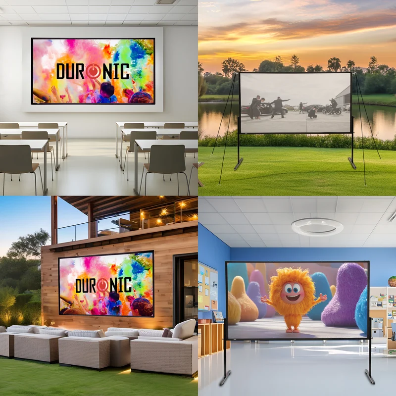 Duronic BD-SFPS100 16:9 Ecran de Projection vidéoprojecteur 100 Pouces Toile de Projection écran Home 4K Full HD 3D Cinema soirée cinéma Bureaux Conférence Classe école Montage Mural trépied