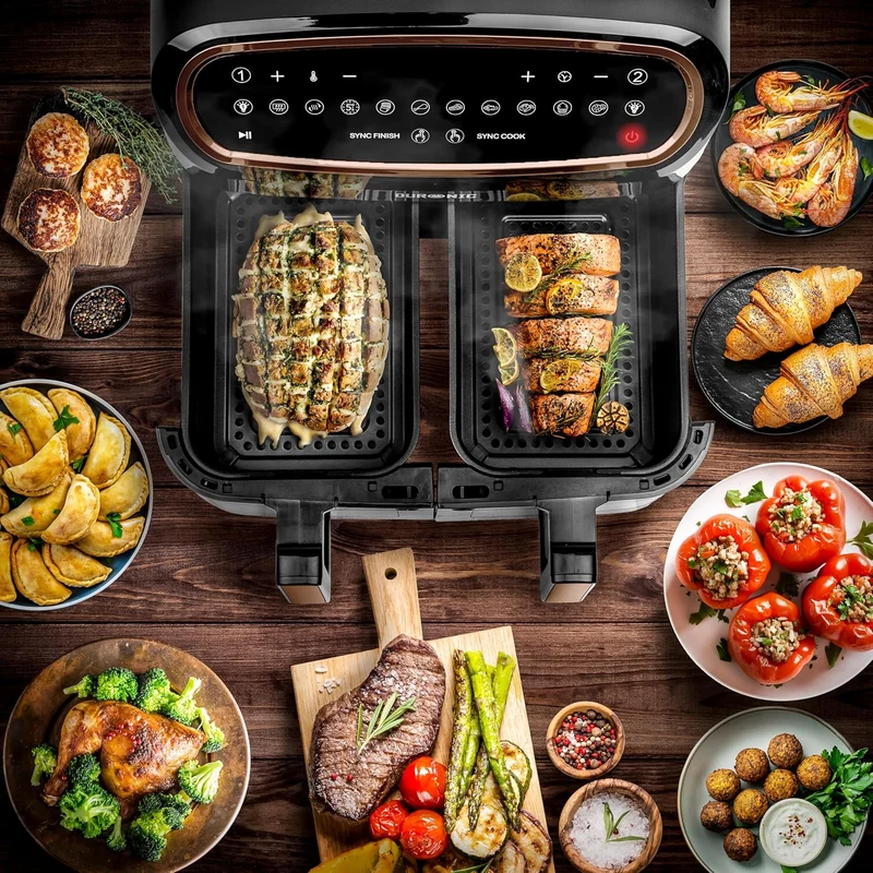 Duronic AFD2 BG 2x Paniers de cuisson de 5 Litres pour Friteuse à air Tiroir de Cuisson pour Airfryer Compatible uniquement avec modèles AF14 AF24 AF34 de Duronic