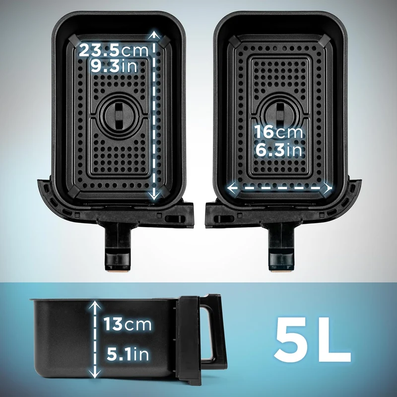 Duronic AFD2 BG 2x Paniers de cuisson de 5 Litres pour Friteuse à air Tiroir de Cuisson pour Airfryer Compatible uniquement avec modèles AF14 AF24 AF34 de Duronic