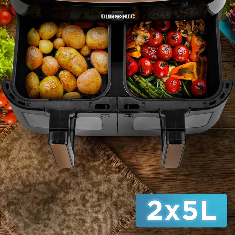 Duronic AFD2 BG 2x Paniers de cuisson de 5 Litres pour Friteuse à air Tiroir de Cuisson pour Airfryer Compatible uniquement avec modèles AF14 AF24 AF34 de Duronic