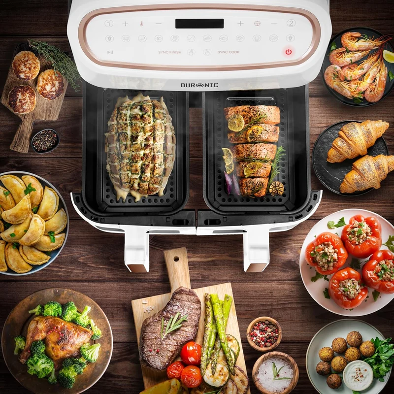 Duronic AFD2 WE 2x Paniers de cuisson de 5 Litres pour Friteuse à air Tiroir de Cuisson pour Airfryer Compatible uniquement avec modèles AF14 AF24 AF34 de Duronic