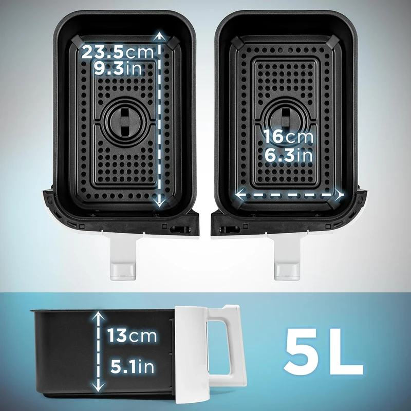 Duronic AFD2 WE 2x Paniers de cuisson de 5 Litres pour Friteuse à air Tiroir de Cuisson pour Airfryer Compatible uniquement avec modèles AF14 AF24 AF34 de Duronic