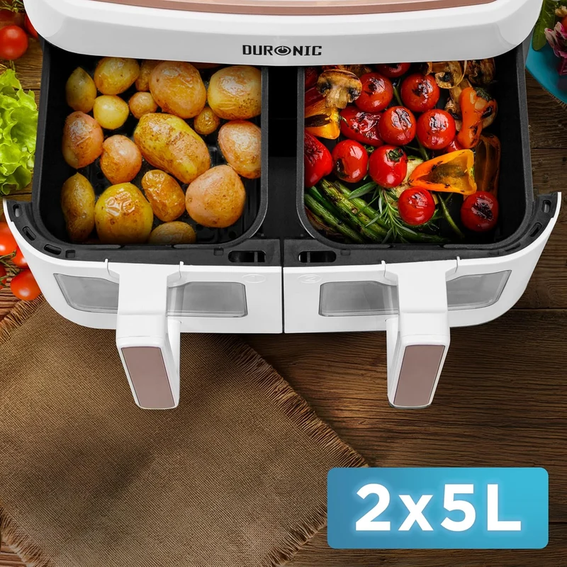 Duronic AFD2 WE 2x Paniers de cuisson de 5 Litres pour Friteuse à air Tiroir de Cuisson pour Airfryer Compatible uniquement avec modèles AF14 AF24 AF34 de Duronic