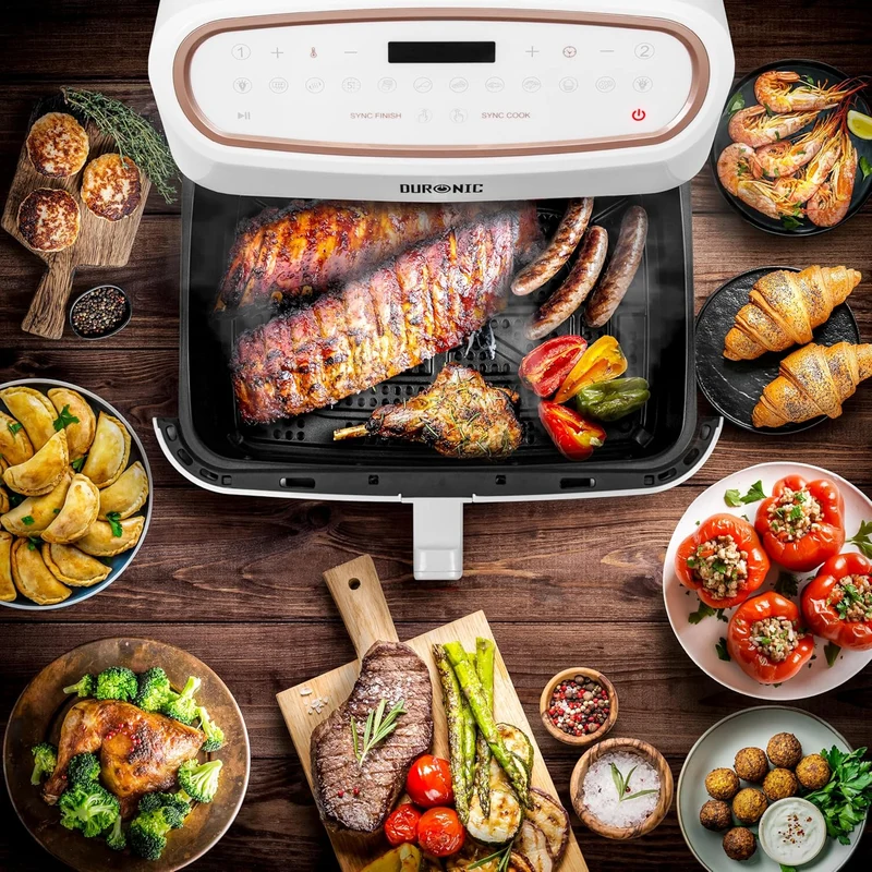 Duronic AFD1 WE Grand Panier de Cuisson de 10 Litres pour Friteuse à air AF24 Tiroir de Cuisson A utiliser avec la Fonction Sync Cook Compatible uniquement avec AF24 et AF34 de Duronic