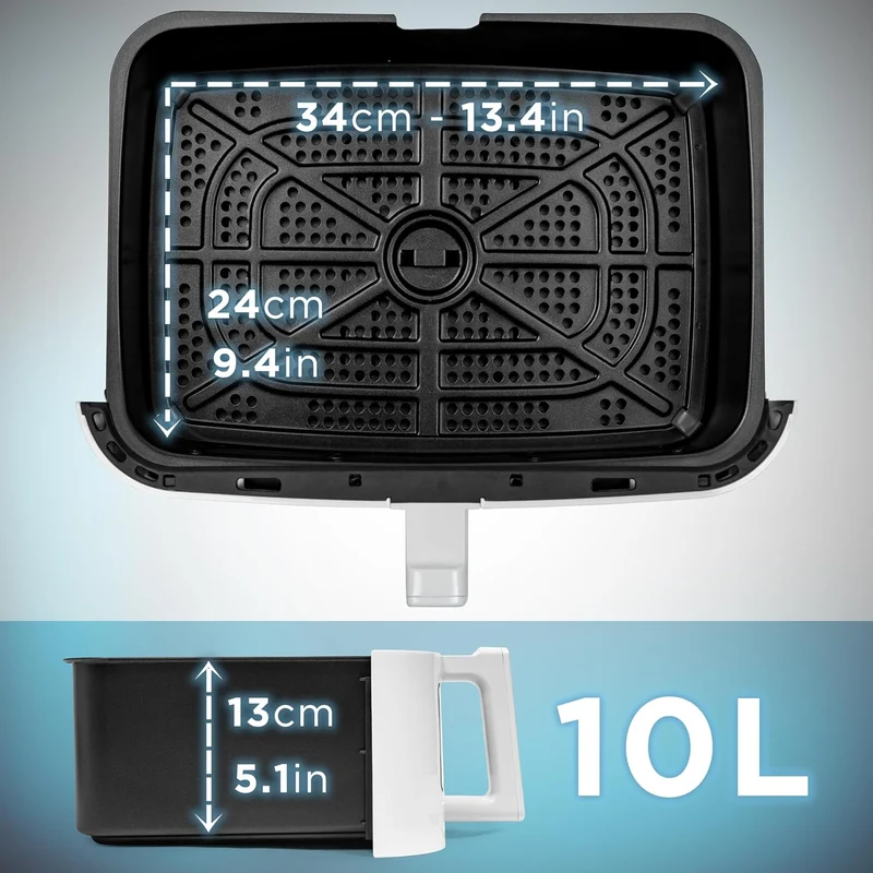 Duronic AFD1 WE Grand Panier de Cuisson de 10 Litres pour Friteuse à air AF24 Tiroir de Cuisson A utiliser avec la Fonction Sync Cook Compatible uniquement avec AF24 et AF34 de Duronic
