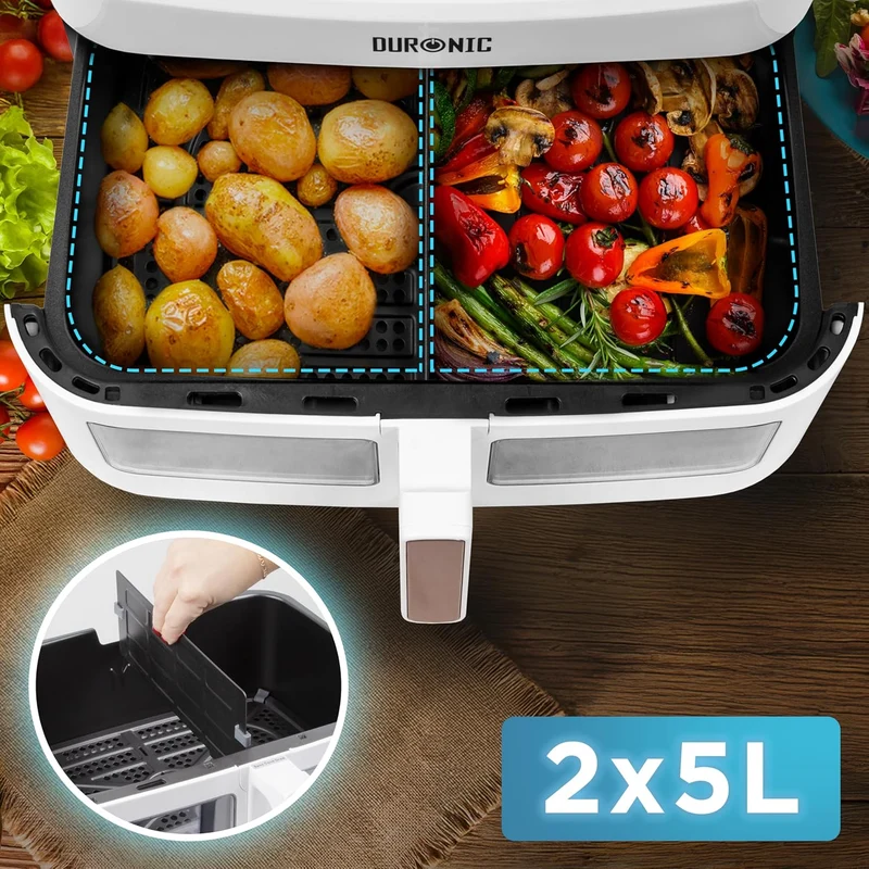 Duronic AFD1 WE Grand Panier de Cuisson de 10 Litres pour Friteuse à air AF24 Tiroir de Cuisson A utiliser avec la Fonction Sync Cook Compatible uniquement avec AF24 et AF34 de Duronic