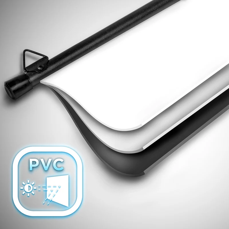 Duronic BPS80 16/9 Ecran de Projection TV et Home Cinema de 80 Pouces 203 cm 177 x 100 cm Fixation par Crochets Barres lestées Toile pour vidéoprojecteur Gain +1 idéal pour 3D 8K 4K 1080P