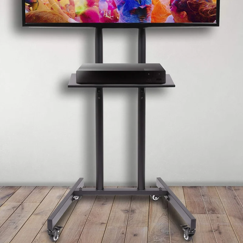 Duronic TVS5T1 Meuble TV pour écran 32 à 70 Pouces Support télévision LCD LED OLED QLED VESA 600x400 mm Charge max 68 kg Roulettes