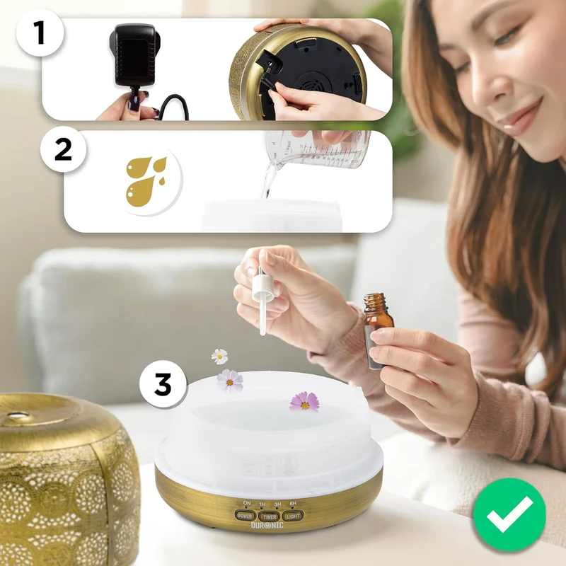 Duronic AD43 Diffuseur d’Arômes Brumisateur d’Huiles essentielles Purificateur d’air Naturel Humidificateur Aromathérapie Maison Bien être Relaxation détente apaisant Parfum