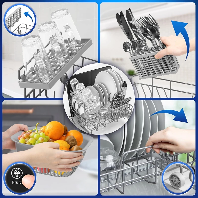 Duronic DW5 BK Lave-vaisselle de table 950W lave vaisselle posable portable compact gain de place pour petite cuisine 6 programmes de lavage séchage efficace pratique