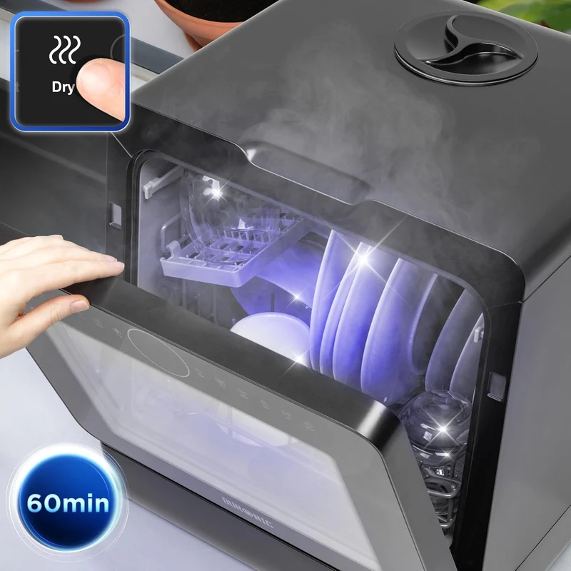 Duronic DW5 BK Lave-vaisselle de table 950W lave vaisselle posable portable compact gain de place pour petite cuisine 6 programmes de lavage séchage efficace pratique