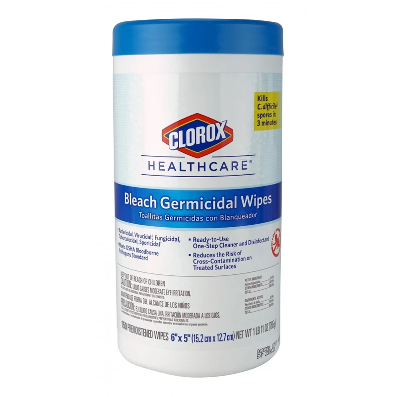Bleach Germicidal Wipes - Clorox - 150 Wipes per Dispenser