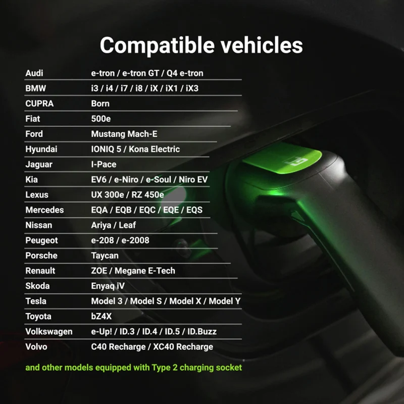 GREEN CELL - Câble de recharge pour voiture - Type 2 - 11 kW - 5 m - 3 phases