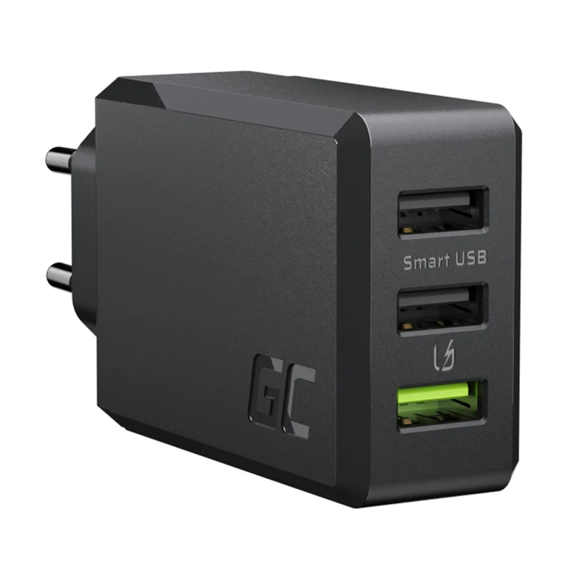 GREEN CELL - Chargeur - 30W - 3x USB-A - Noir