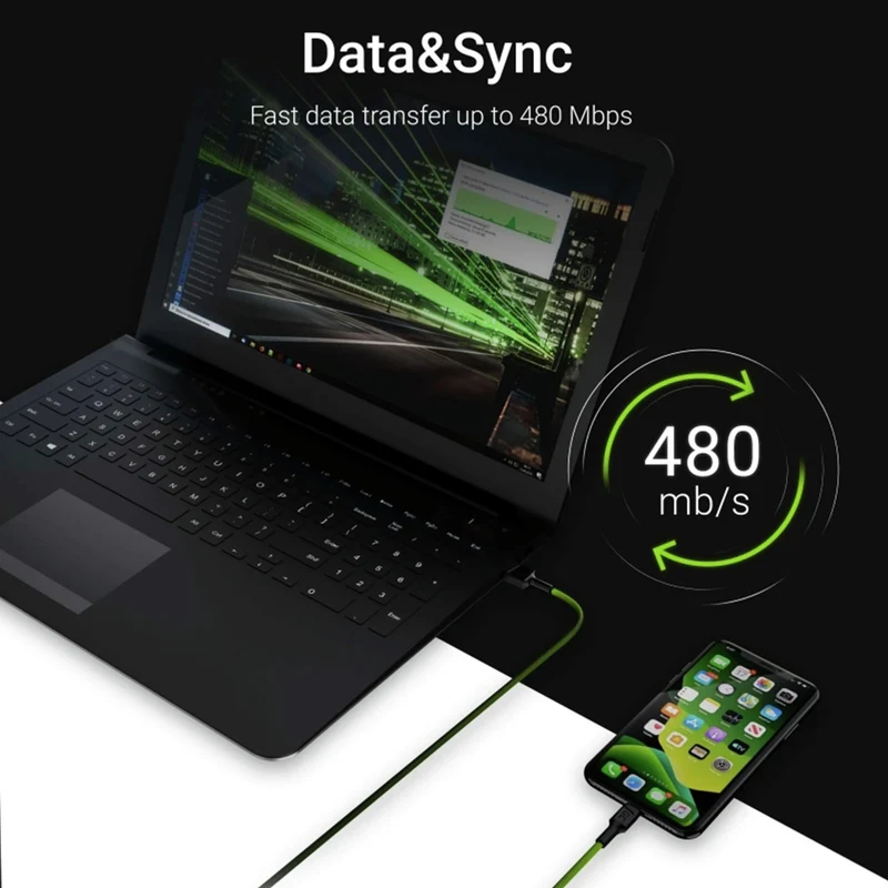 GREEN CELL - Câble de charge et de données - USB-A (mâle) - Lightning (mâle) - Ensemble - 3 pièces - 2 m