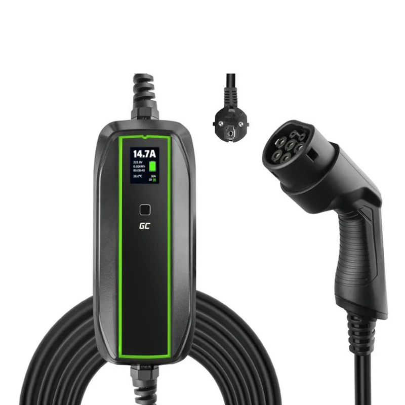 GREEN CELL - Câble de recharge pour voiture - 220V à Type 2 - 3,6 kW - 6,5 m - 10A