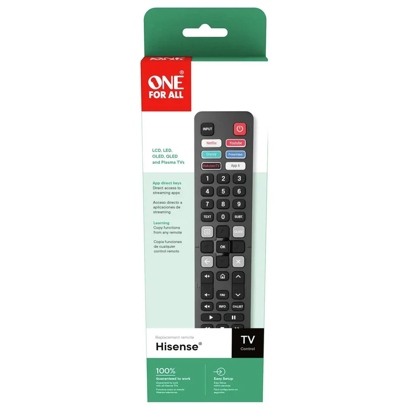 ONE FOR ALL - Telecommande - Convient pour Hisense - URC4916