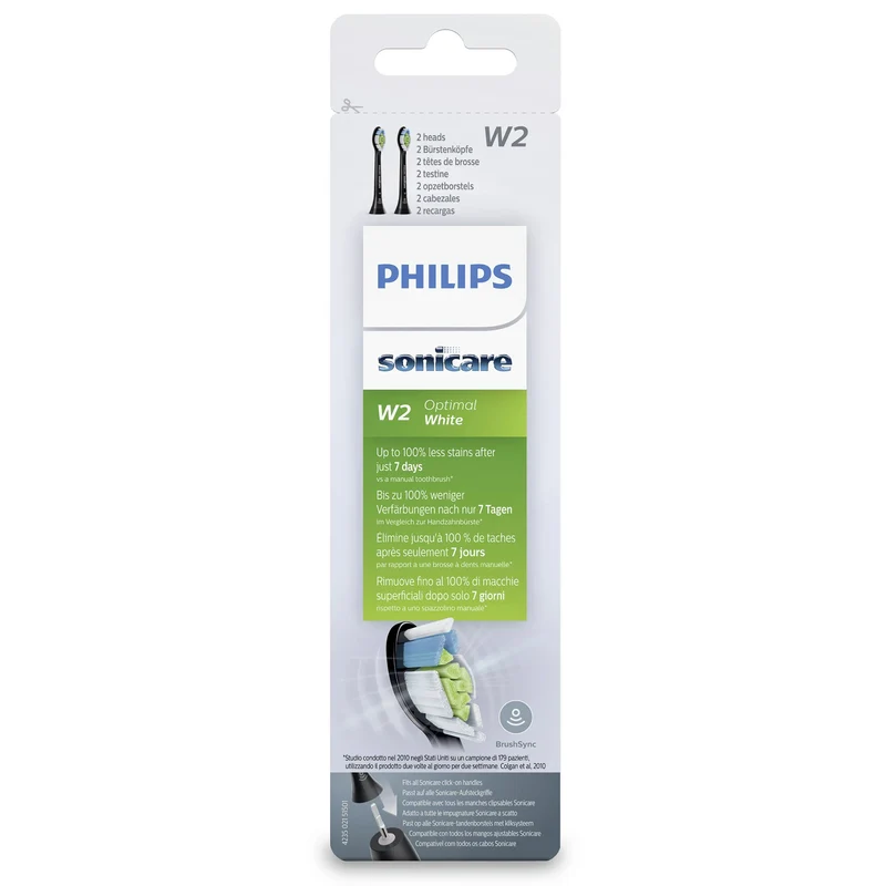 PHILIPS - Brosses à dents Sonicare W2 Optimal noires 2 pièces - HX6062