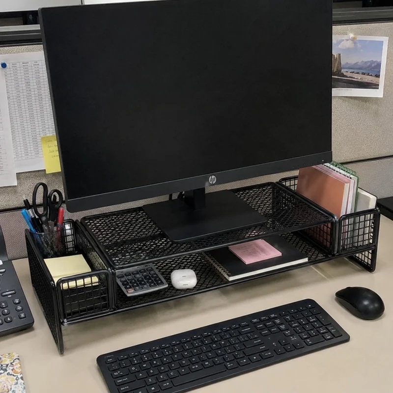Eye Level Height Adjustable Monitor Shelf Organizer
