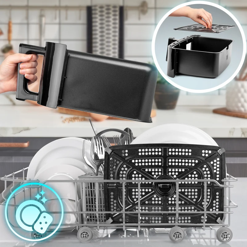 Duronic AF14 BK Friteuse à Air avec 1 grand tiroir de 10L inclus Air fryer avec 10 Programmes de Cuisson Préréglés Sans huile Gâteaux Poulet Rôtir Frites Déshydrater Réchauffer