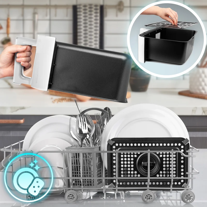 Duronic AF14 WG Friteuse à Air avec 1 grand tiroir de 10L inclus Air fryer avec 10 Programmes de Cuisson Préréglés Sans huile Gâteaux Poulet Rôtir Frites Déshydrater Réchauffer