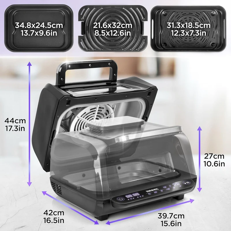 Duronic FG19 Air fryer Grill Friteuse électrique à air chaud grill 1900W Four Friteuse sans huile accessoires pour air fryer cuisson rôtir pizza gril griller frites barbecue intérieur
