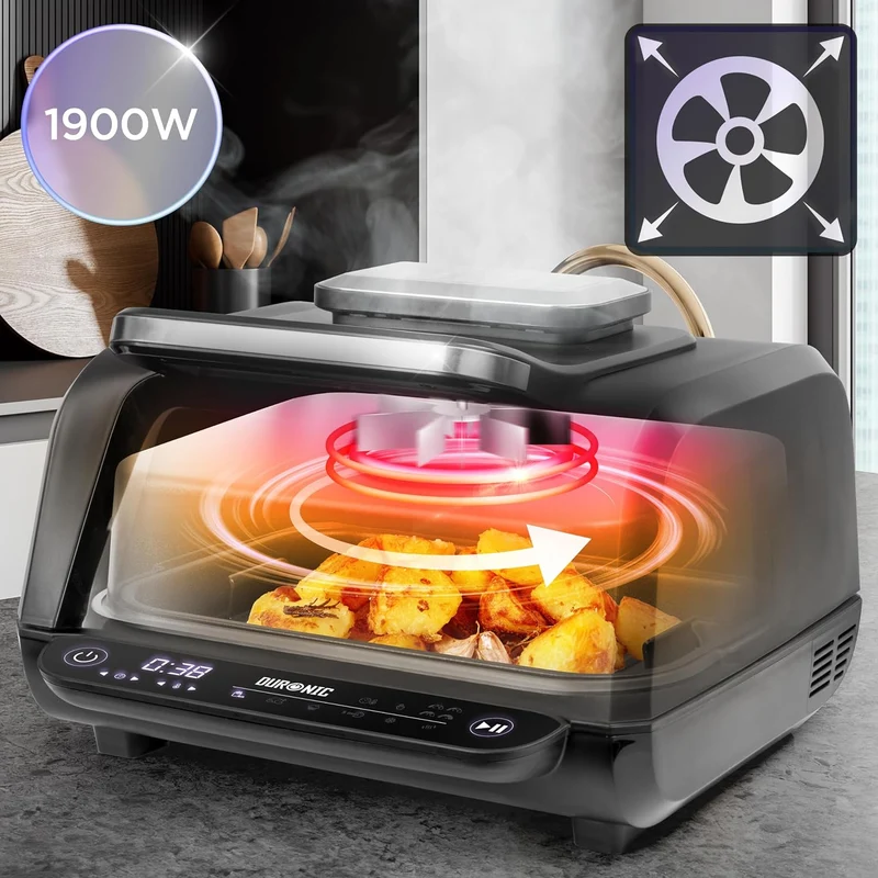 Duronic FG19 Air fryer Grill Friteuse électrique à air chaud grill 1900W Four Friteuse sans huile accessoires pour air fryer cuisson rôtir pizza gril griller frites barbecue intérieur