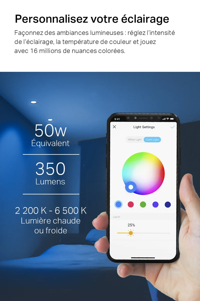Ampoule Spot Connectée GU10 Multicolore 350 Lumens - Tapo L630