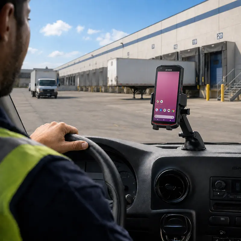 Station d'accueil pour ordinateur mobile Keyence pour véhicules, adaptée aux flux de travail sur route et sur le terrain | Agoz