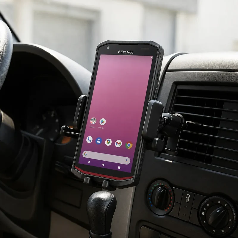 Station d'accueil pour ordinateur mobile Keyence pour véhicules, adaptée aux flux de travail sur route et sur le terrain | Agoz