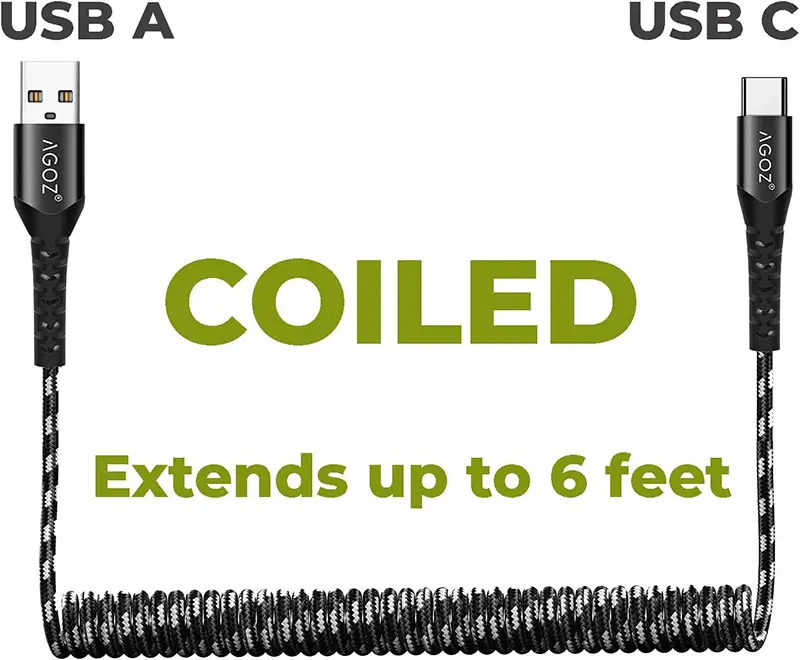 Câble de charge USB-C en spirale pour ordinateur mobile Point, zones de travail | Agoz