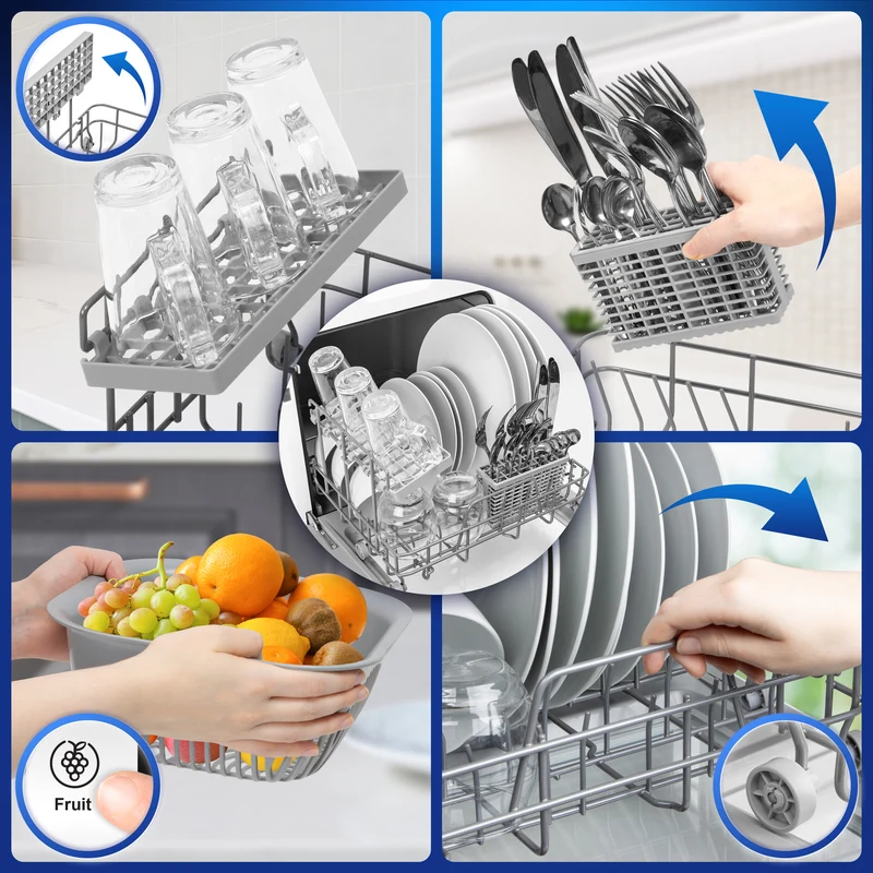 Duronic DW5 WE Lave-vaisselle de table 950W lave vaisselle posable portable compact gain de place pour petite cuisine 6 programmes de lavage séchage efficace pratique