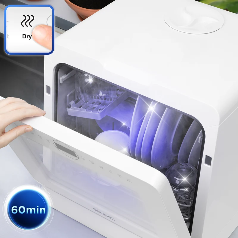 Duronic DW5 WE Lave-vaisselle de table 950W lave vaisselle posable portable compact gain de place pour petite cuisine 6 programmes de lavage séchage efficace pratique