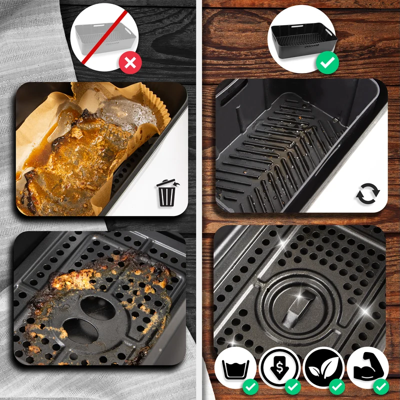 Duronic AFL2 Moule en silicone Plat Réutilisable Accessoire pour Friteuse à air Air Fryer Insert en silicone antiadhésif compatible avec Duronic AF34 AF24 ou autres airfryers