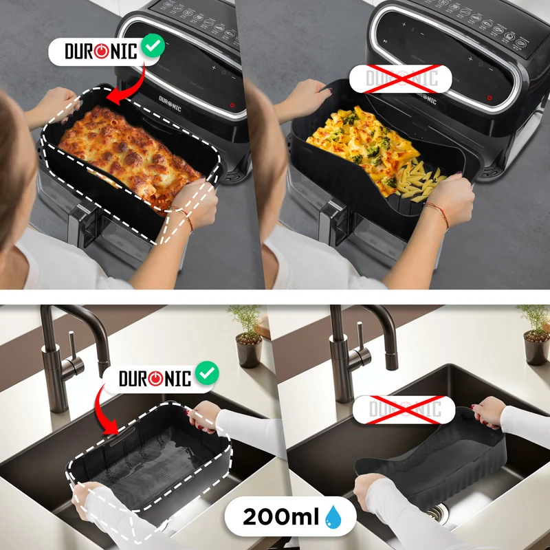 Duronic AFL2 Moule en silicone Plat Réutilisable Accessoire pour Friteuse à air Air Fryer Insert en silicone antiadhésif compatible avec Duronic AF34 AF24 ou autres airfryers
