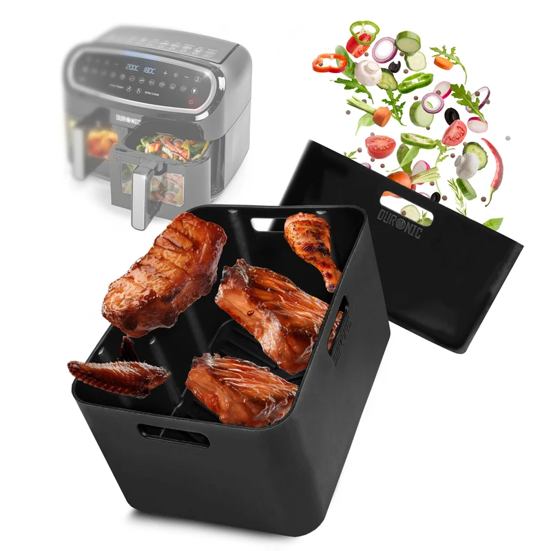 Duronic AFL1 Pack de 2 Moules en silicone Plats Réutilisables Accessoires pour Friteuse à air Air Fryer Inserts en silicone antiadhésifs compatibles avec Duronic AF34 AF24 ou autres airfryers