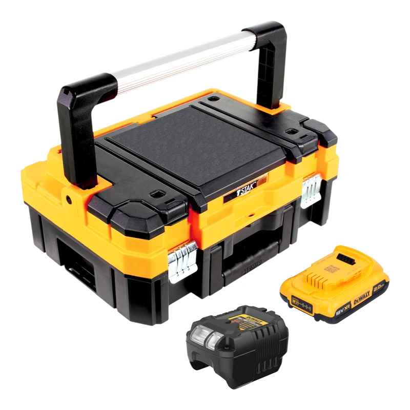 Kit de démarrage DeWalt DCB 1102 D1T 18 V avec 1 batterie 2,0 Ah + chargeur DCB 1102 + TSTAK