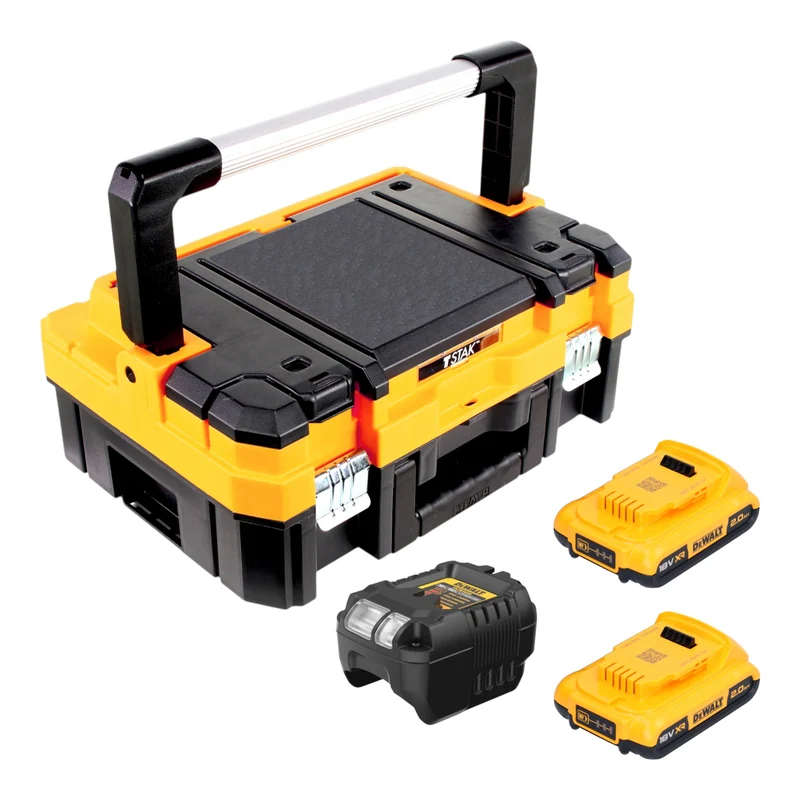 DeWalt DCB 1102 D2T Akku Starter Set 18 V mit 2x Akku 2,0 Ah + DCB 1102 Ladegerät + TSTAK