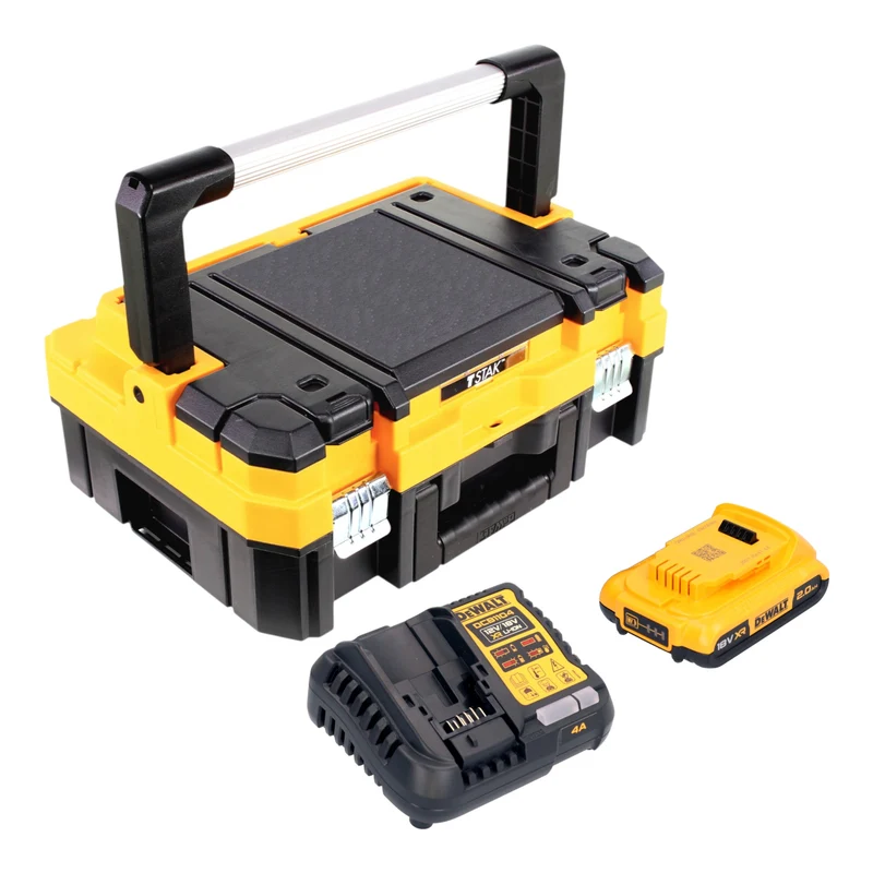 Kit de démarrage DeWalt DCB 1104 D1T 18 V avec 1 batterie de 2,0 Ah + chargeur DCB 1104 + TSTAK
